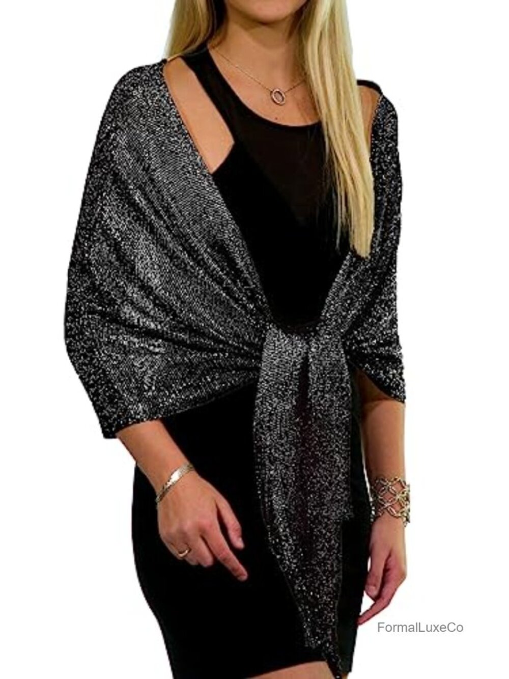 Metallic Glitter Shawl Wrap for Evening Dresses Wedding Formal Sparkly
